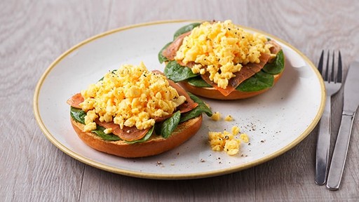 Salmon at Scrambled Egg Breakfast
