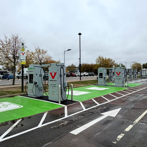 InstaVolt ultra-rapid EV charging station at Serpentine Green Shopping Centre, Peterborough.